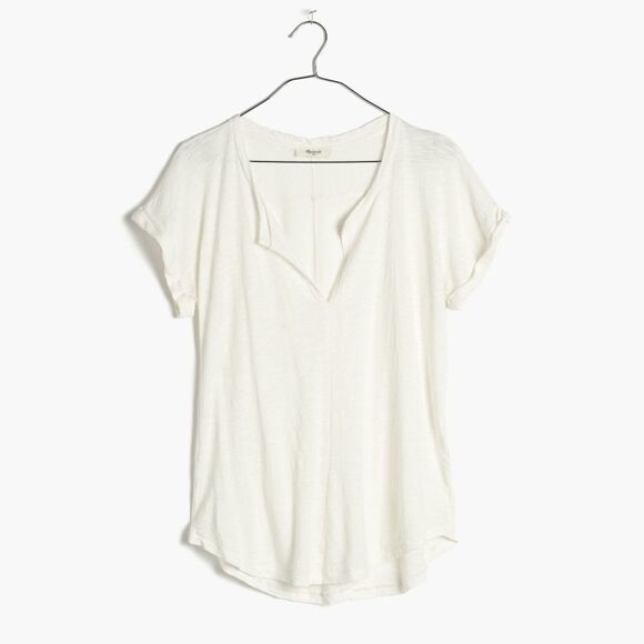 Madewell Tops - Madewell Turntable Split Neck Tee In White Size XX